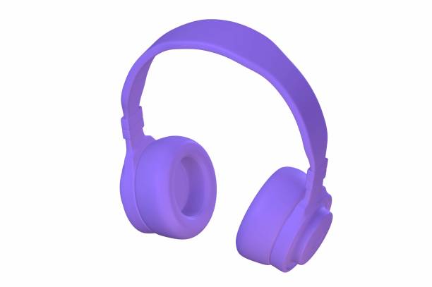 istock Purple headphones on monochrome background 1222194454