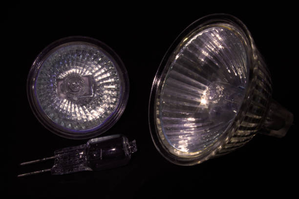 istock Mixed lot of halogen lamps close-up 1222194790