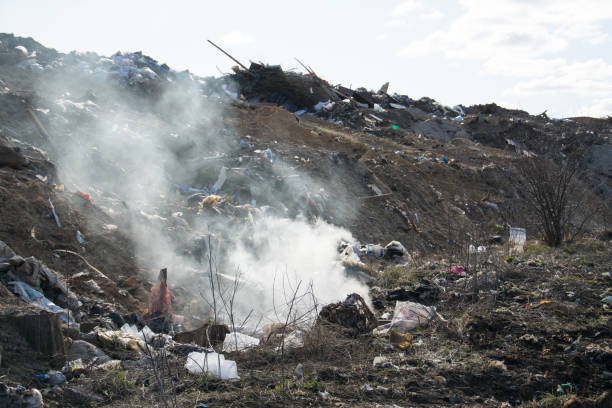 istock Burning the garbage on the landfill 1222195564