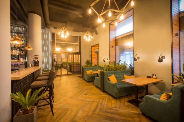 istock Comfortable modern dining place, contemporary design, no people 1222195916