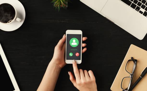 istock Top View of Incoming Call Communication Connect 1222197433