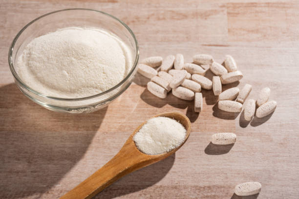 istock Pills and collagen protein powder - Hydrolyzed 1222200049