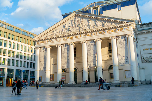 Brussel/Belgium-Oct 27 2019:The Theatre Royal de la Monnaie (Royal Theatre of the Mint). Today the National Opera of Belgium, a federal institution, is housed there.