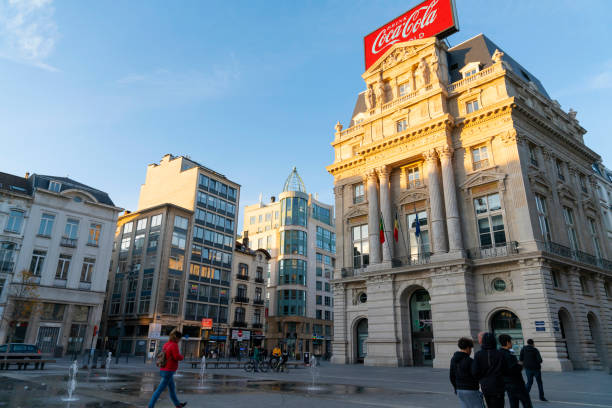 Aerial view of Brussels, Belgium city life