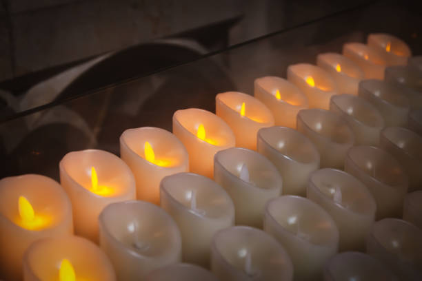 istock Modern electronic candles in the Christian church 1222203044