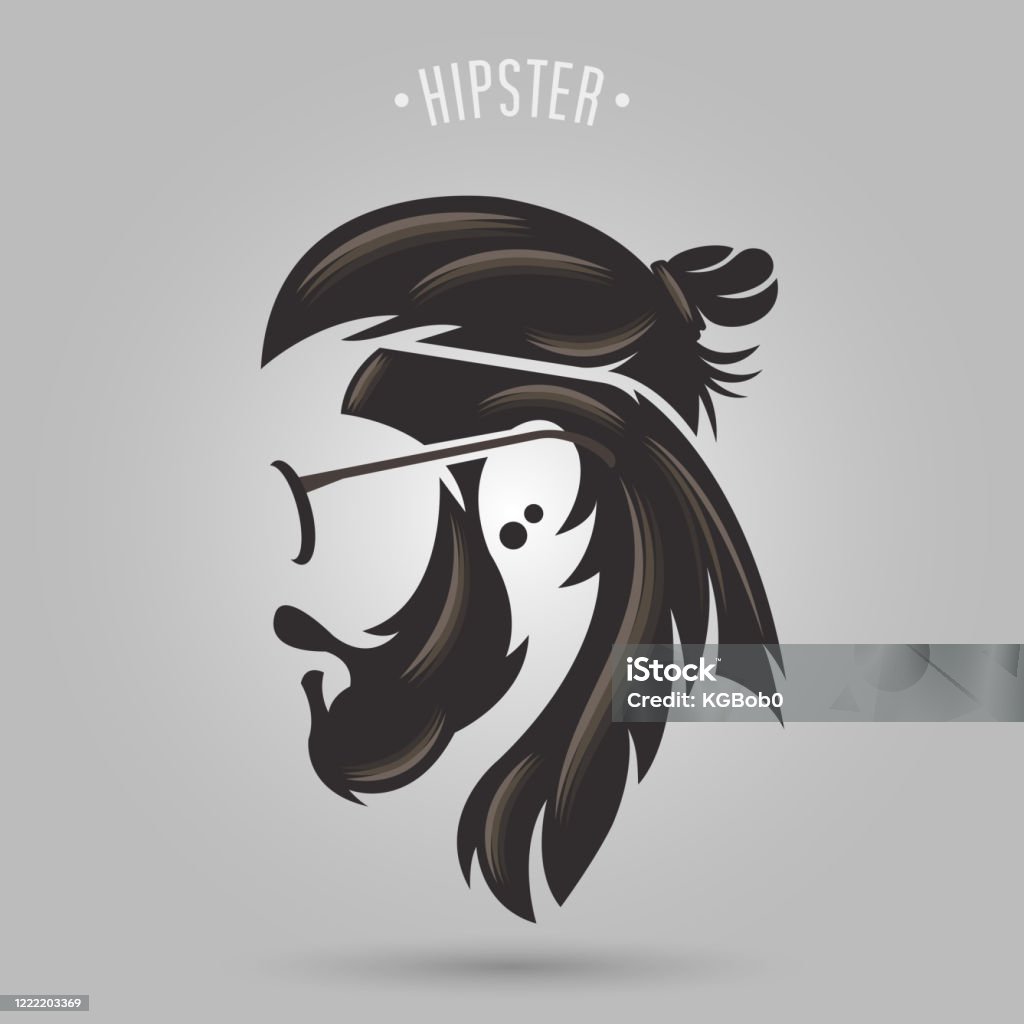 Hipster Bun Long Hair Stock Illustration - Download Image Now - Long Hair,  Hair Bun, Abstract - iStock