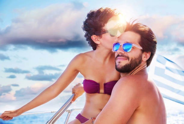 istock Happy couple on sailboat 1222205307
