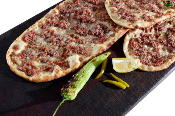 istock Turkish Pide - Konya Etli Ekmek Kebab. Bread with Meat Turkish Pizza. 1222207533