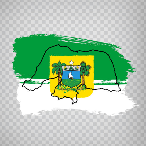 北里奧格蘭德的旗幟從刷筆劃。北里奧格蘭德的空白地圖。巴西聯邦共和國。高品質的地圖和旗里奧格蘭德做北在透明的背景。eps10. - natal 幅插畫檔、美工圖案、卡通及圖標