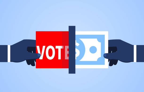 illustrazioni stock, clip art, cartoni animati e icone di tendenza di barare e corrompere, usare il denaro in cambio di voti - lobby