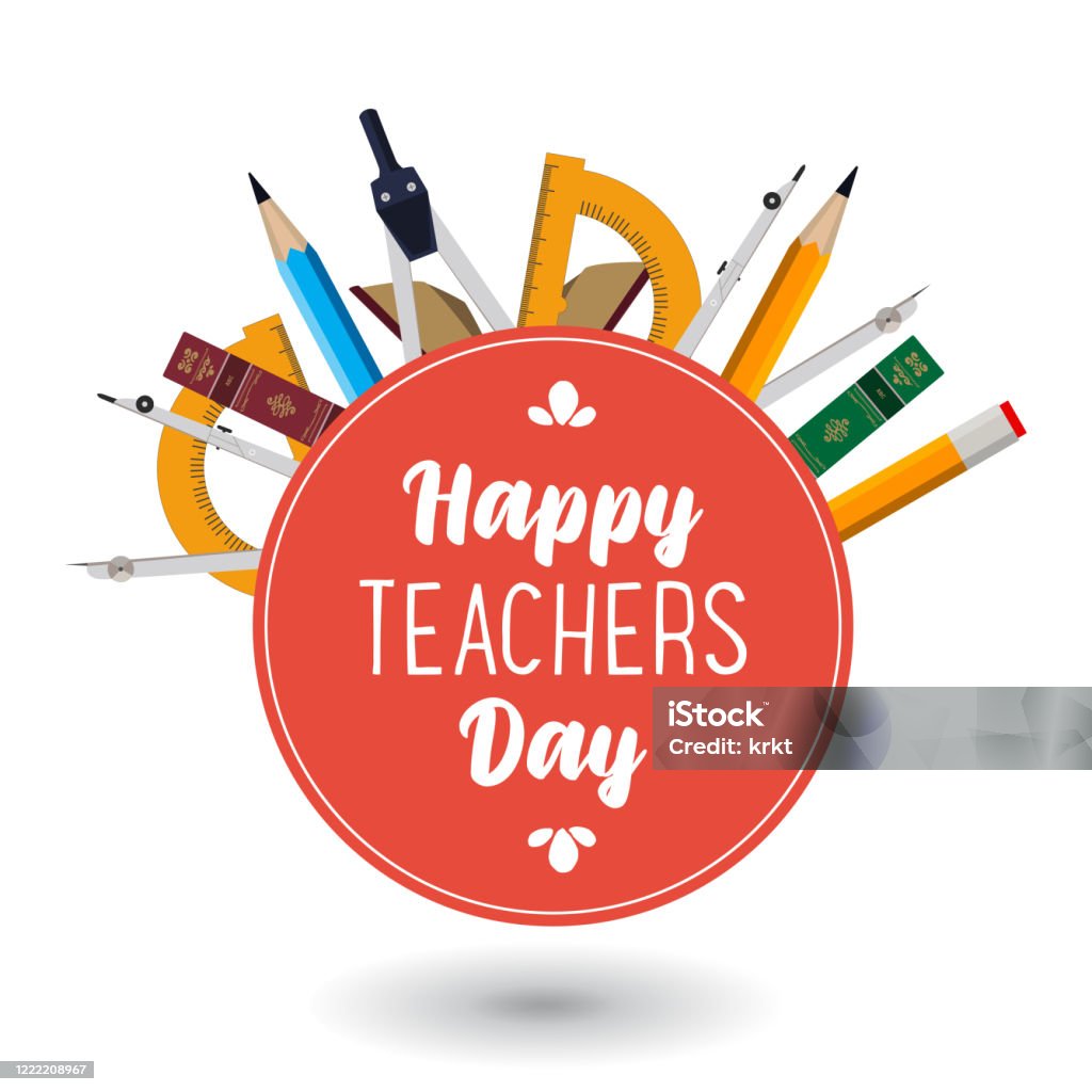 Happy Teachers Day Vector Design Badge Icon Stock Illustration ...