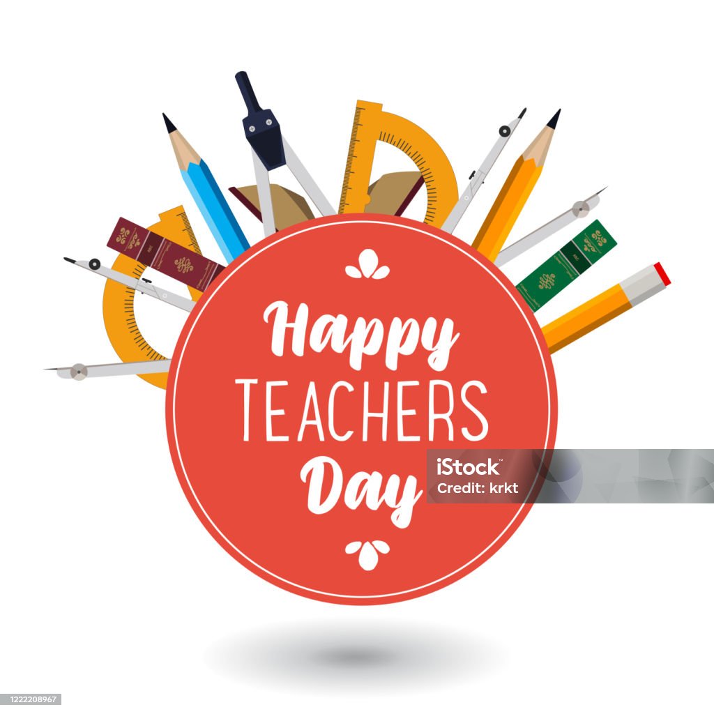 Happy Teachers Day Vector Design Badge Icon Stock Illustration ...