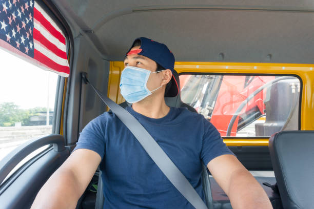 istock Truck driver wearing a mask 1222209165