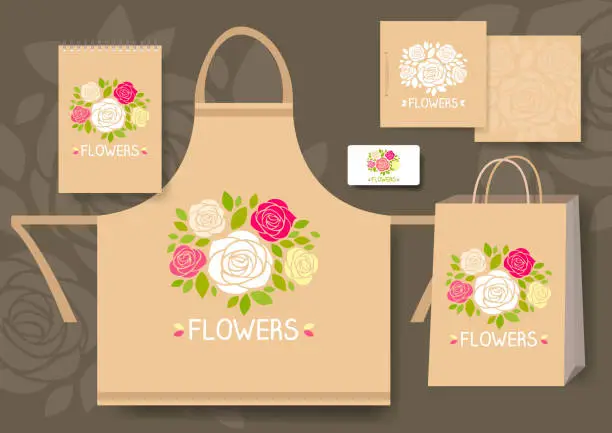 Vector illustration of Corporate identity templates with branding floral design.