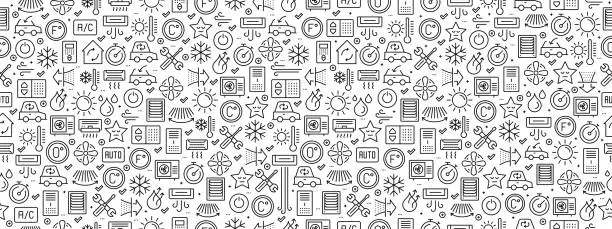 Vector illustration of Seamless Pattern with Air Conditioning Icons
