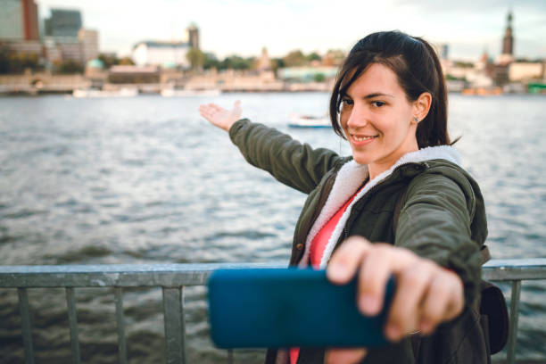 istock Selfies at Elbe riverbank 1222214123