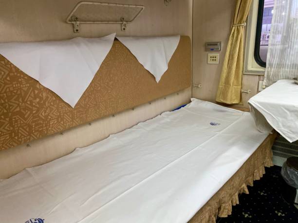istock Advanced Soft Sleeper Coach of Old-style Train in China 1222214249
