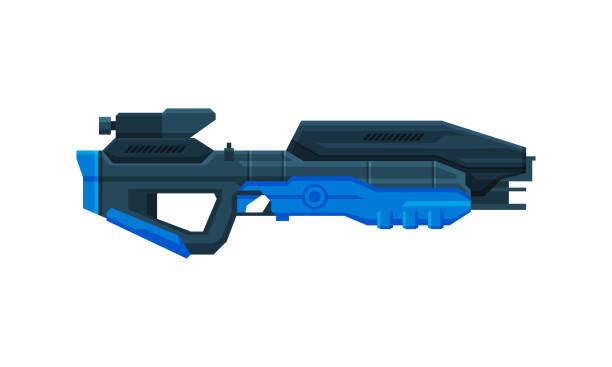 istock Futuristic Space Gun Blaster, Fantastic Laser Gun, Alien Weapon Vector Illustration 1222215969