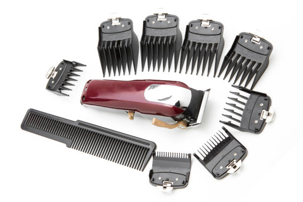 istock Clippers and accessories for cutting hair on a white background 1222220586