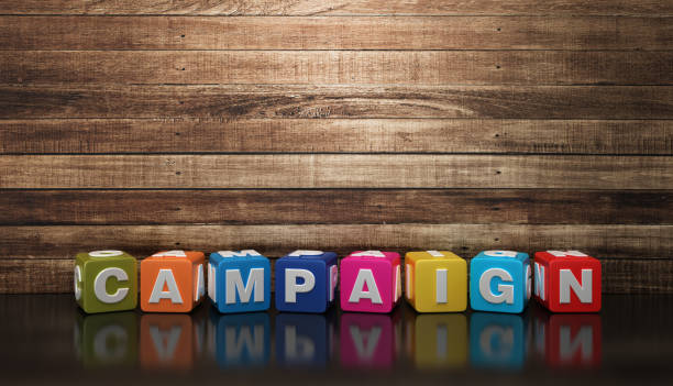 campaign buzzword cubes - 3d rendering - buzzword imagens e fotografias de stock