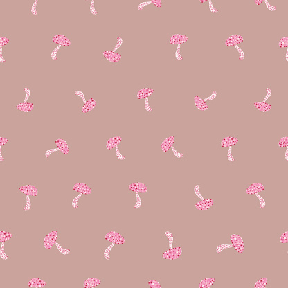 Pink Toadstool Mushrooms Seamless Vector Pattern Stock Illustration ...