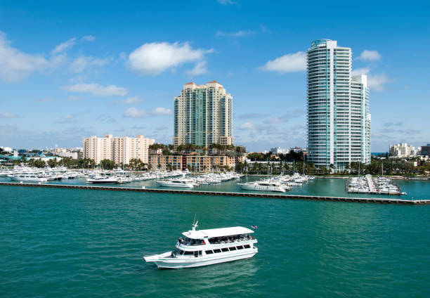 istock Ferry Boat And Miami Marina 1222224939