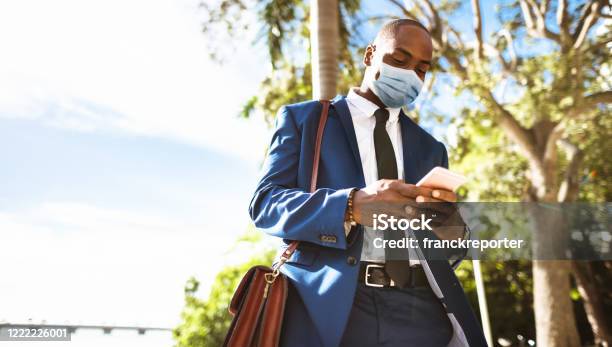 Businessman On The Phone In Miami During The Lockdown Stock Photo - Download Image Now