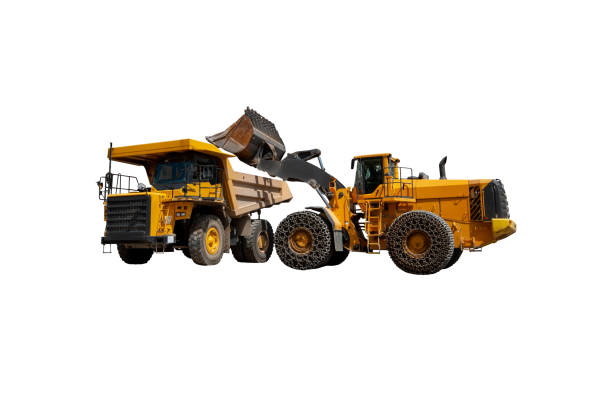istock Career workflow. Mining truck and excavator. 1222227407