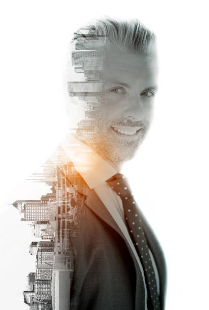 istock Double exposure of a successful business man smiling 1222230671