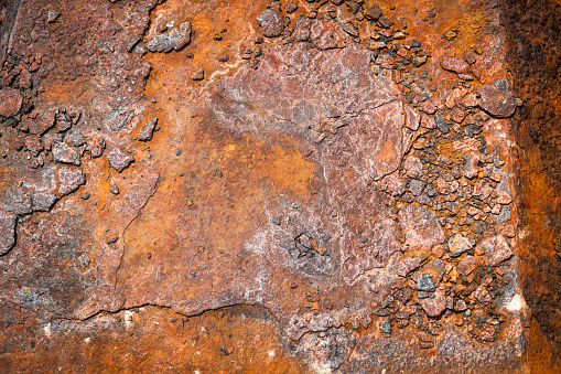Texture of rusty metal. Metal background with corrosion and scratches.