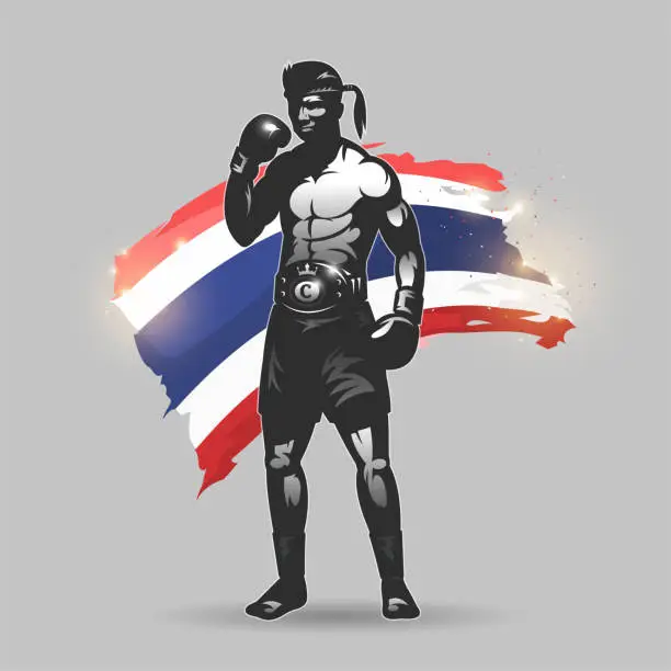 Vector illustration of muay thai fighter