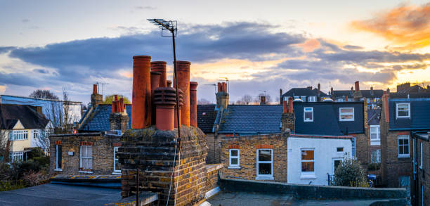 Sunset in London suburb area, England, UK