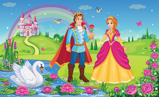 Beautiful Elf Princess Prince Swan King And Queen Fairytale Background Flower Meadow Castle Rainbow Lake Wonderland Magical Landscape Children Cartoon Illustration Romantic Story Vector Stock Illustration - Download Image Now - iStock Beautiful Elf Princess Prince Swan King And Queen Fairytale Background Flower Meadow Castle Rainbow Lake Wonderland Magical Landscape Children Cartoon Illustration Romantic Story Vector Stock Illustration - Download Image Now - iStock