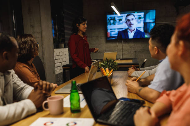 istock Entire team can interact successfully with the help of video conferencing 1222240935