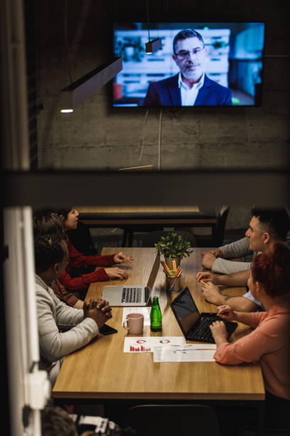 istock Manager of the remote team joining the meeting through videoconferencing 1222241007