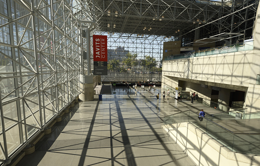 New York, USA - September 27, 2019: the Jacob K. Javits Convention Center, commonly known as the Javits Center. the Center is a temporary hospital for COVID-19 patients.