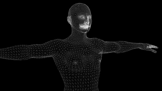 Human body scanning. Medical exam and monitoring scan 3D.