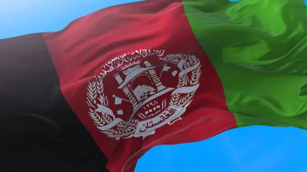 Afghanistan flag waving Realistic Afghan background. Afghanistan background