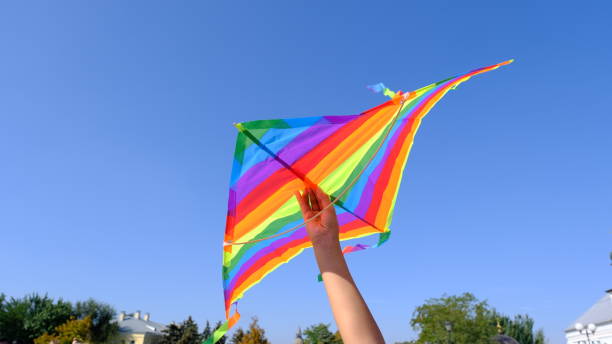 istock Children's toy. Children fly a flying kite. 1222250190