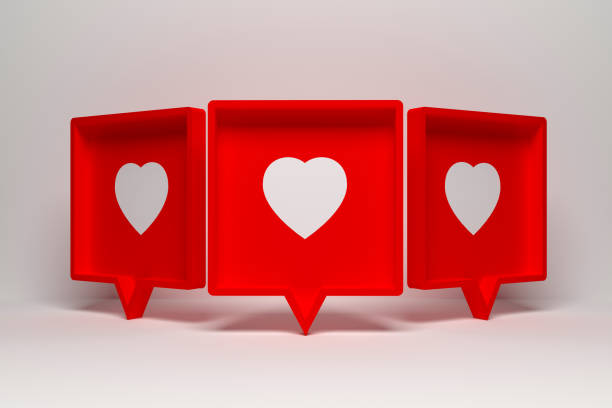 istock 3d social media notification light like heart icon in red rounded square pin isolated on white wall background with shadow 3D rendering 1222250926