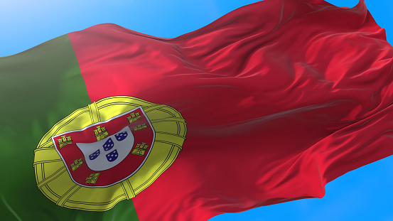 Portugal flag waving in wind Portuguese background