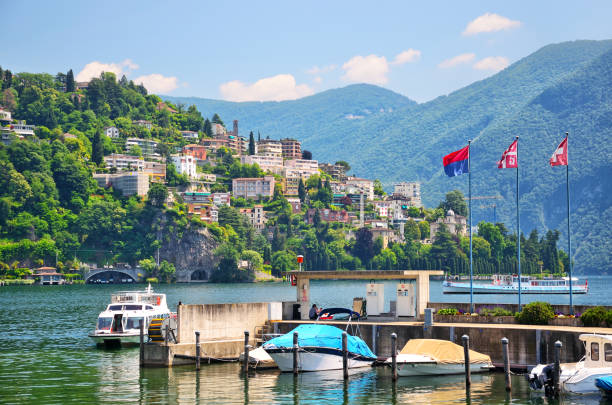 ルガノ湖,スイス - switzerland european alps ticino canton scenics ストックフォトと画像