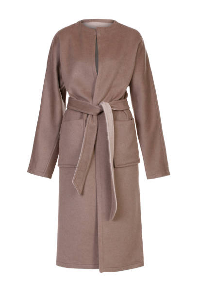 istock Women's elegant brown coat on white background 1222252992