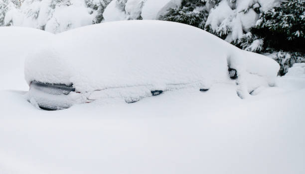 istock Snowy storm calamity in winter time 1222253061