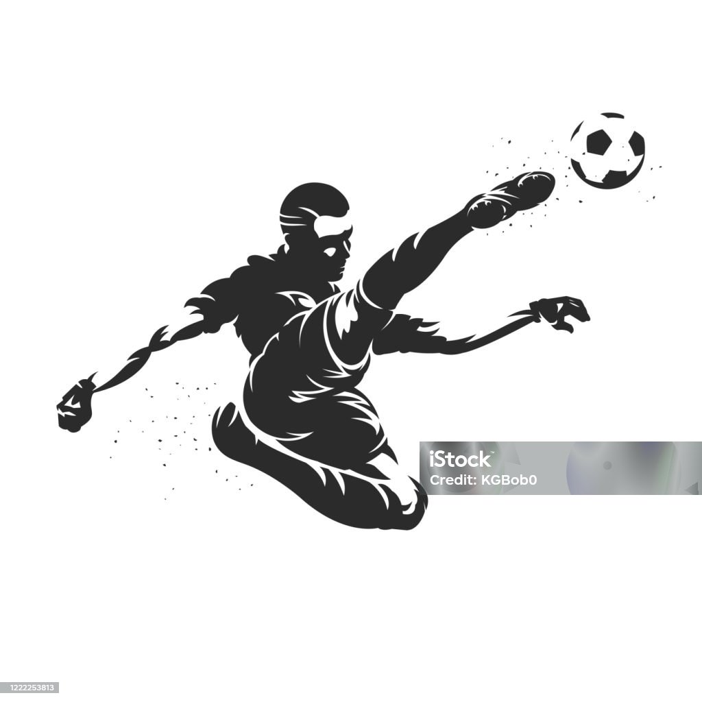 futbolcu siluet vole tekme - Royalty-free Futbolcu Vector Art