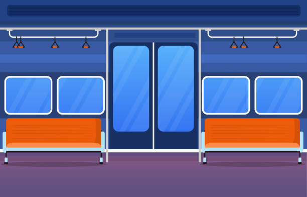 istock Railway Public Transport Commuter Metro Train Door Flat Illustration 1222257129