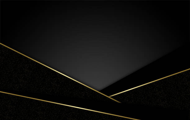 ciemne korporacyjne paski abstrakcyjne tło ze złotymi liniami dekoracyjnymi. - focus on shadow black business digitally generated image stock illustrations