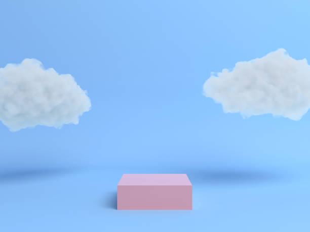 istock Pastel podium with cloud on pastel colors background. 3d rendering 1222262367