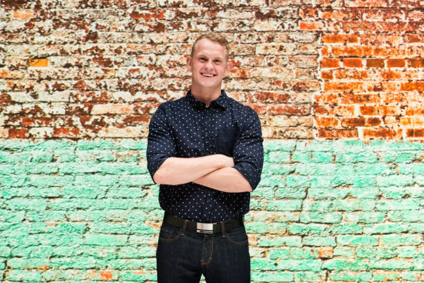 istock Caucasian male wearing button down shirt 1222263096