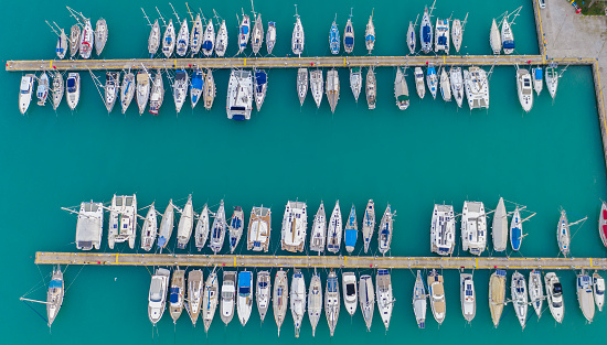 Marina bay with sailboats and yachts in Finike , Antalya, Turkey.
